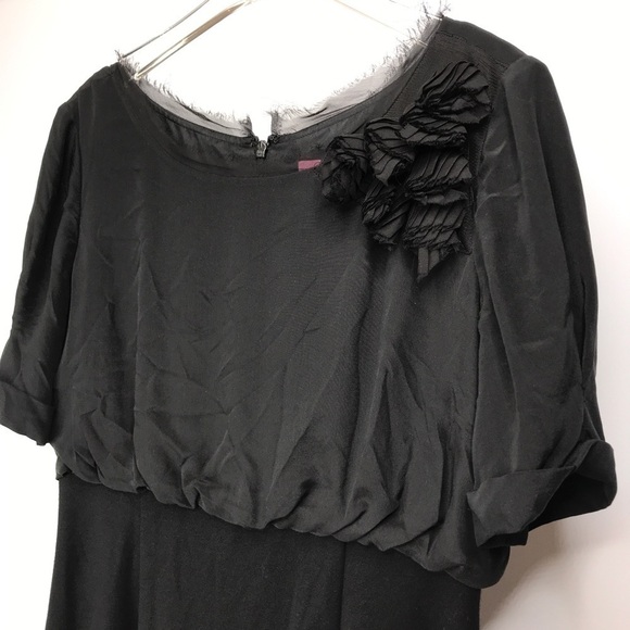 Eliza J Dress Black Silk Special Occasion Party Date Cocktail Wedding LBD Prom - Picture 3 of 16